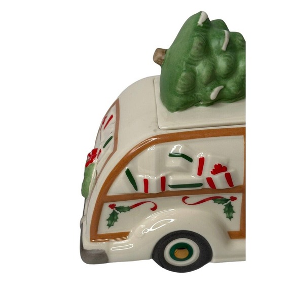 Lenox Holiday Vintage Style Station Wagon Cookie Jar w/Santa & Xmas Tree New - Picture 2 of 12